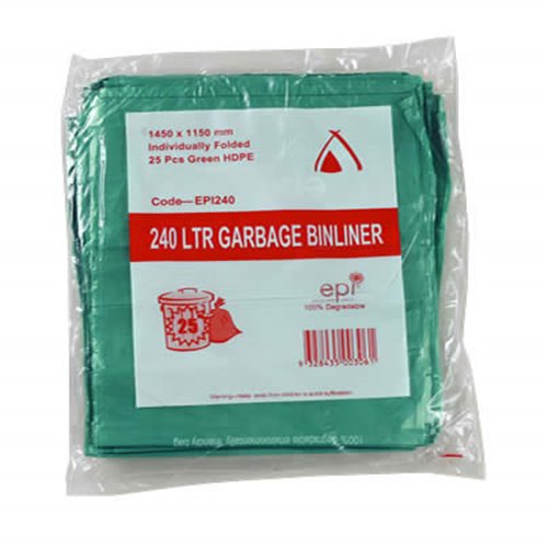 Green Degradable Bin Liners 240 litre 1150x1450mm (Qty:200) - dimensions