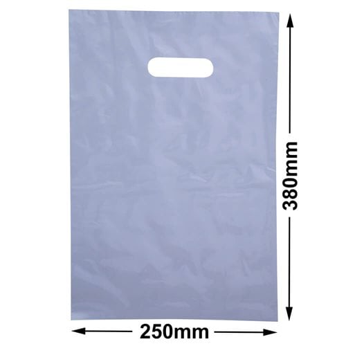 Medium Clear Plastic Carry Bags 250x380mm (Qty:100) - dimensions