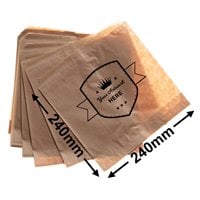 Small printed flat brown paper bags - Square 240mm x 240mm 1 Colour 1 Side