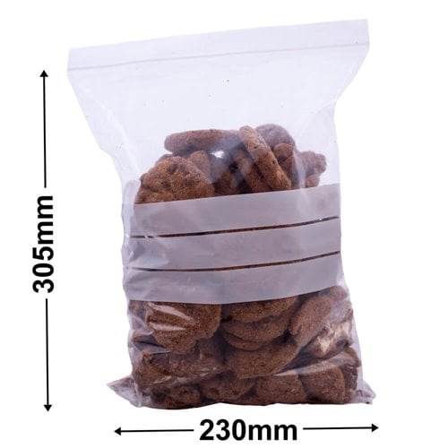Resealable Bags with Write On Panel - 230x305mm 50µm (Qty:1000) - dimensions