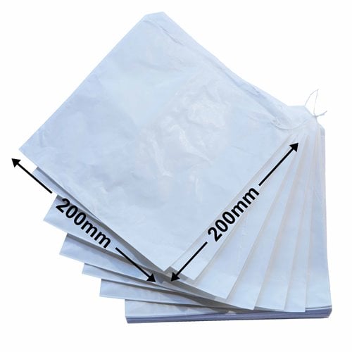 Flat White Paper Bags Size 2 200x200mm (Qty:500) - dimensions