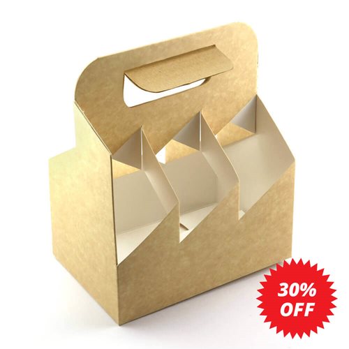 Brown 6 Pack Beer Carry Boxes 220x235mm (Qty:10) - dimensions