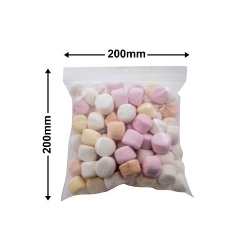 Resealable Airport Press Seal Bags 200x200mm 50µm (Qty:100) - dimensions