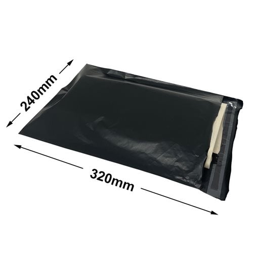A4 Black Courier Air Bags 240x320mm 100% Recycled (Qty:100) - dimensions