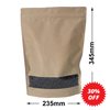 Slimline Kraft Paper Pouch Bags with Window 235x345mm & 60mm Bottom Gusset (Qty:100)