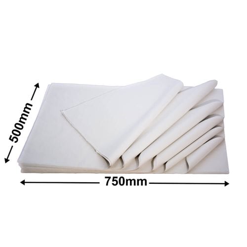 Acid-free White Tissue Paper Sheets 500x750mm 19GSM (Qty:500) - dimensions