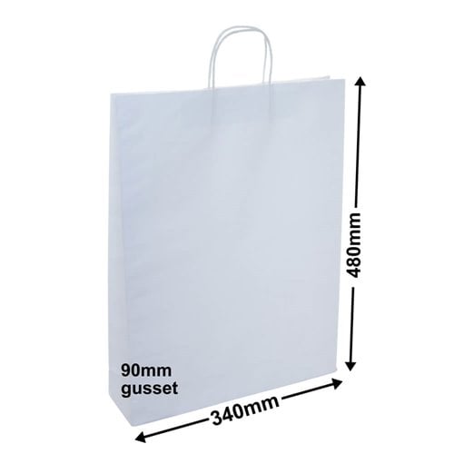 White Paper Carry Bags 340x480mm (Qty:50) - dimensions