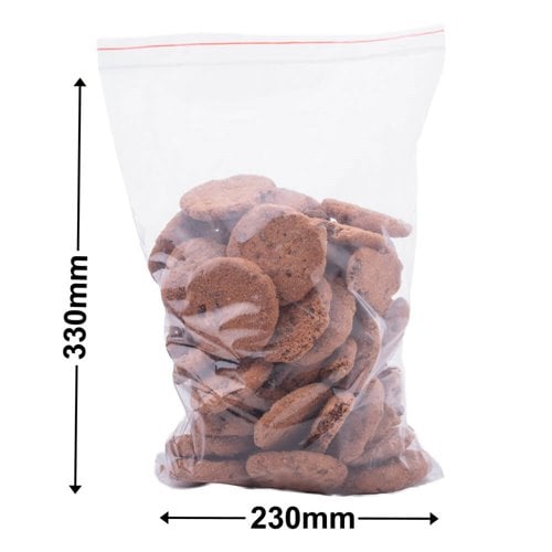 Resealable Press Seal A4 Bags 230x330mm 50µm (Qty:1000) - dimensions