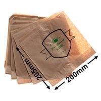 Extra small printed flat brown paper bags - Square 205mm x 200mm 2 Colours 2 Sides