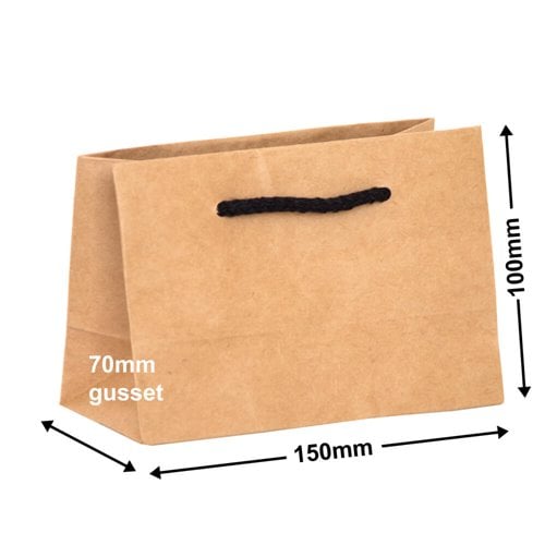 Deluxe Brown Paper Bags 100x150mm (Qty:250) - dimensions
