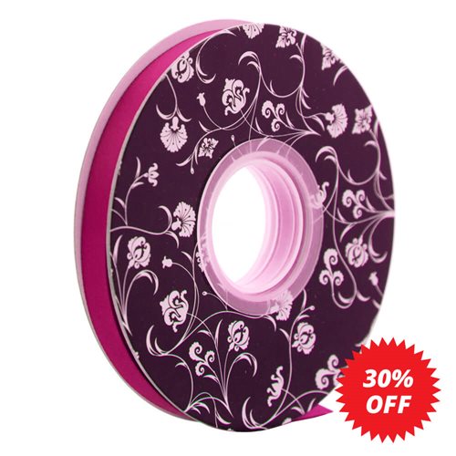 Double sided Satin Ribbon Cerise 10mm wide x 30m roll - dimensions