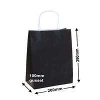 A5 Black Paper Carry Bags 200x290mm (Qty:50)
