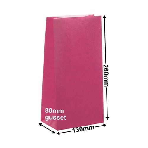 Paper Gift Bags Pink 130x260+80 no handles - dimensions
