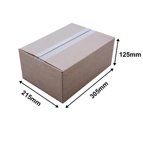 Brown Cardboard Cartons 305x215x125mm (Qty:25) - dimensions