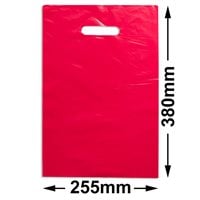 Medium Red Plastic Carry Bags 255x380mm (Qty:100)