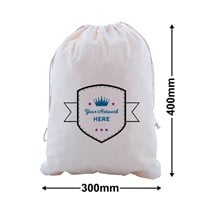 Custom Print Large Calico Carry Bags 3 Colours 2 Sides 400x300mm
