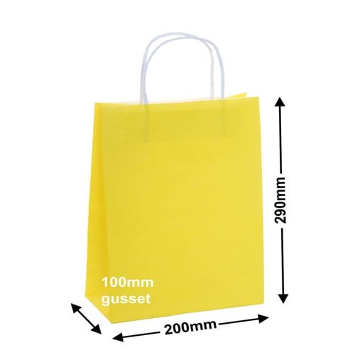 A5 Yellow Paper Carry Bags 200x290mm (Qty:50) - dimensions