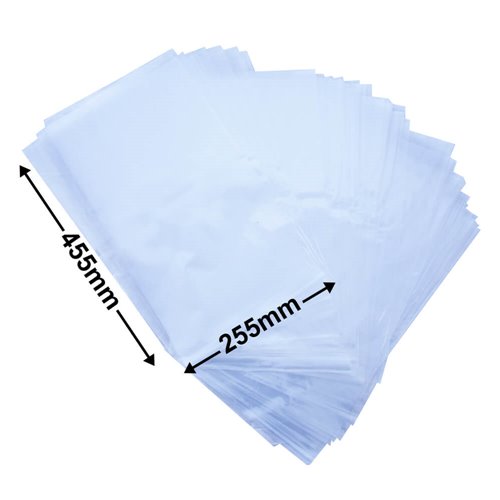 Poly Bags 255x455mm 35µm (Qty: 100) - dimensions