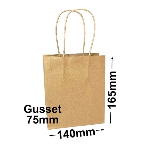 Runt Brown Kraft Paper Gift Bag 165x145mm (Qty:500) - dimensions