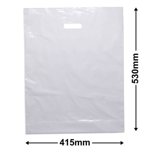 Extra-Large White Plastic Carry Bags 415x530mm + 50mm Bottom Gusset (Qty:100) - dimensions