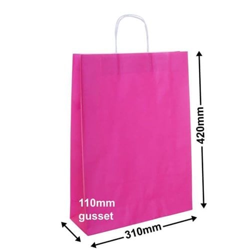 A3 Pink Paper Carry Bags 310x420mm (Qty:50) - dimensions