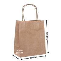 Brown Paper Carry Bags 170x200mm (Qty:500)