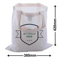 Custom Printed Large Calico Carry Bags 2 Colours 2 Sides 420x380mm