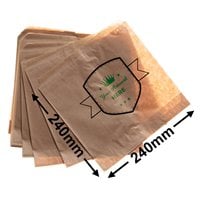 Small printed flat brown paper bags - Square 240mm x 240mm 2 Colours 2 Sides