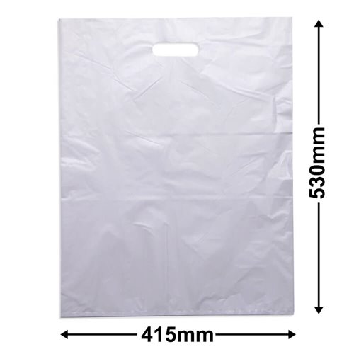 Large White Plastic Carry Bags 415x530mm (Qty:100) - dimensions