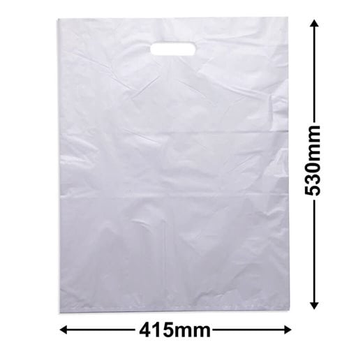 Large White Plastic Carry Bags 415x530mm (Qty:100) - dimensions