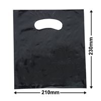 Extra-Small Black Plastic Carry Bags 210x230mm (Qty:100)