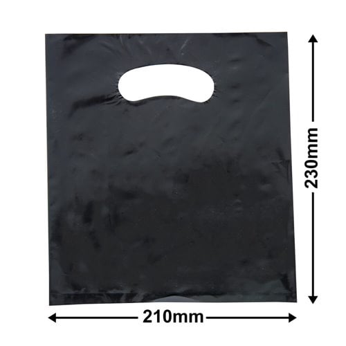 Extra-Small Black Plastic Carry Bags 210x230mm (Qty:100) - dimensions