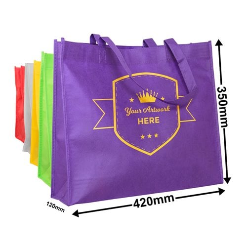 Custom Printed NWPP Carry Bags (9 Colours available) 1 Colour 2 Sides - dimensions