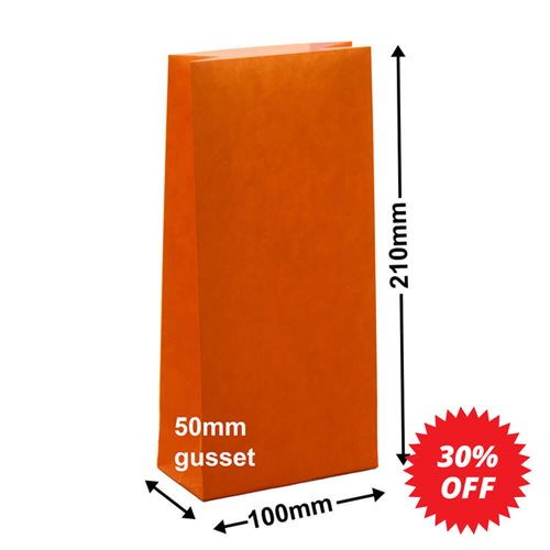 Paper Gift Bags Orange 100x210+50 - no handles - dimensions