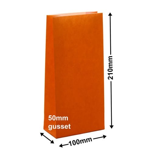 Paper Gift Bags Orange 100x210+50 - no handles - dimensions