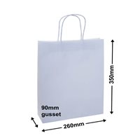 A4 White Paper Carry Bags 260x350mm (Qty:250)
