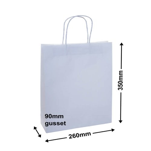 A4 White Paper Carry Bags 260x350mm (Qty:250) - dimensions