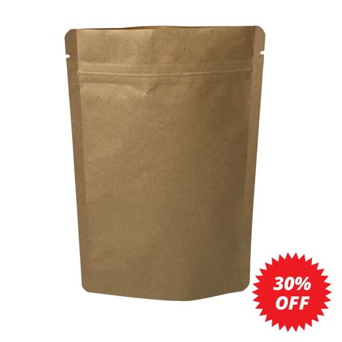 Slimline Kraft Paper Pouch Bags 138x205mm & 42mm Bottom Gusset (Qty:100) - dimensions