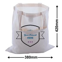 Custom Printed Large Calico Carry Bags 3 Colours 2 Sides 420x380mm