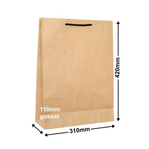 Deluxe Brown Paper Bags 310x420mm (Qty:50) - dimensions