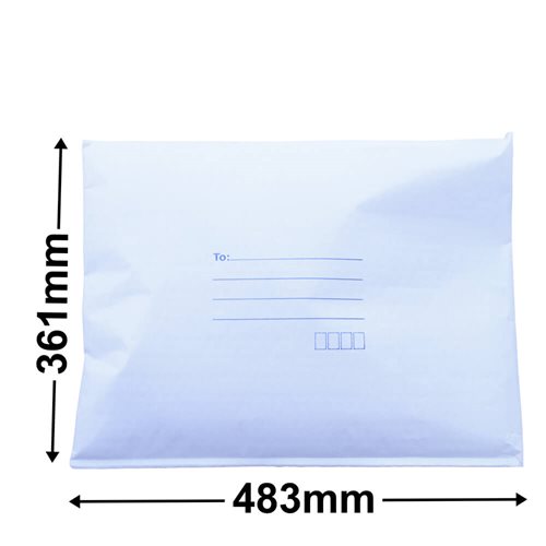 White Paper Mailer Bags Bubblewrap Interior 361x483mm (Qty:50) - dimensions