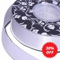 Double sided Satin Ribbon Silver 25mm wide x 30m per roll