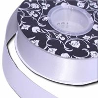 Double sided Satin Ribbon Silver 25mm wide x 30m per roll