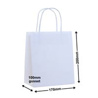 White Paper Carry Bags 170x200mm (Qty:50)