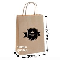 Express Printed Brown Paper Carry Bags 1 Colour 2 Sides 290x200mm