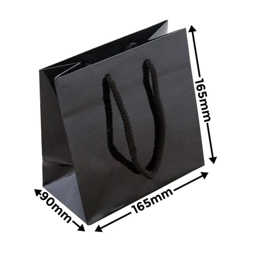 Black Extra Small Gloss 165x165mm 50 pack - dimensions