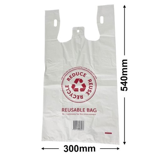 QLD Compliant Large White Singlet Checkout Bags 300x540mm (Qty:500) - dimensions
