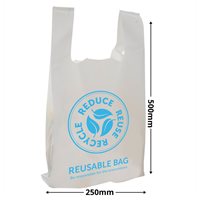 Medium White Singlet Checkout Bags 250x500mm (Qty:1000)