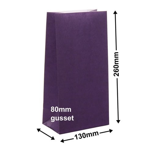 Paper Gift Bags Purple 130x260+80 no handles - dimensions