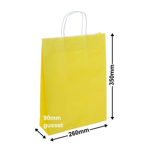 A4 Yellow Paper Carry Bags 260x350mm (Qty:250) - dimensions